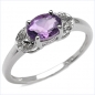 Preview: Edler Diamant/Amethyst-Ring-925 Sterling Silber Rhodiniert