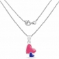 Preview: Collier/Kette mit pink/blauem Emaillie-Herzen-Anhänger-Sterling Silber Rhod.