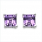 Preview: Ohrstecker Quadrat-Amethyst-925Silber-Rhodiniert-1Karat