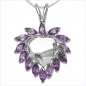 Preview: Collier/Kette mit Amethyst-Herz Anhänger 925-Silber Rhodiniert-2,10 Karat