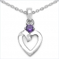 Preview: Collier mit Diamant/Amethyst/ Herz-Anhänger Rhodiniert