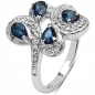 Preview: Blumen Ring mit schwarzen Saphiren-0,80 Karat