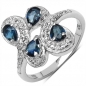 Preview: Blumen Ring mit schwarzen Saphiren-0,80 Karat