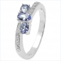 Preview: Edler Diamant/Tansanit Ring-925 Sterling Silber Rhodiniert-0,61 Karat