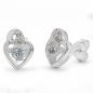 Preview: Ohrringe/Ohrstecker Diamant/Blautopas-Herz-925 Sterling Silber-Rhodiniert