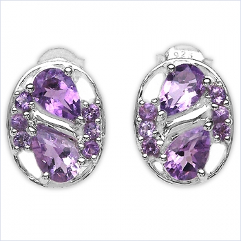 Ohrstecker Amethyst 16 Edelsteine-925 St.Silber Rhodiniert-2,02 Karat