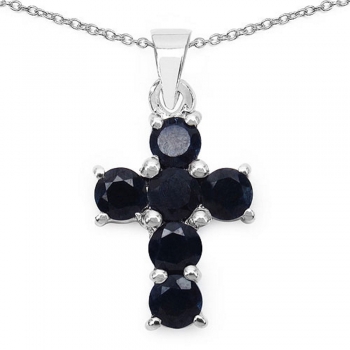 Collier/Kette Anhänger schwarzer Saphir-Kreuz-Anhänger-2,10 Karat