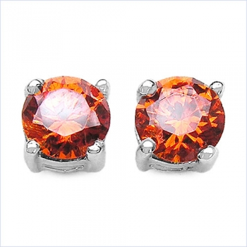 Ohrringe/Ohrstecker Orange Zirkonia -925 Silber- Rhodiniert-1,68 Karat