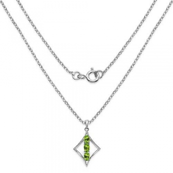 Collier/Kette mit Peridot Anhänger-925 Silber Rhodiniert-1,49 Karat