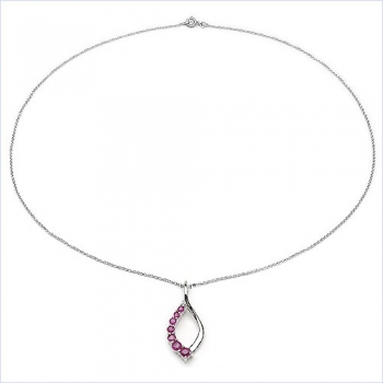 Collier/Halskette mit Anhänger-Türkis/Weißtopas-0,65 Karat-Silber Rhodiniert