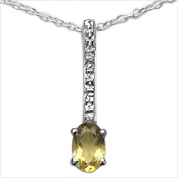 Collier/Kette/Anhänger Lemon-Quarz/Weißtopas 925 Silber