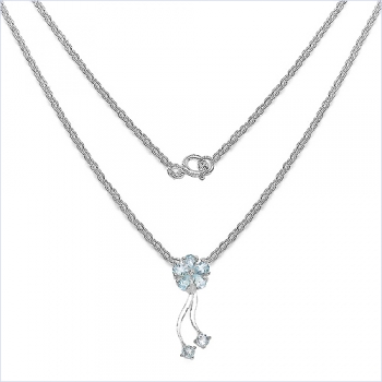 Collier/Kette mit Rubin-Blume-Anhänger-925 Silber Rhodiniert-1,10 Karat