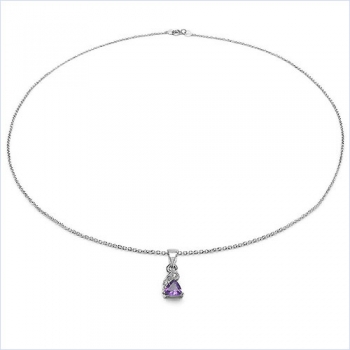 Collier/ Halskette mit 3 Diamanten/Amethyst-Anhänger