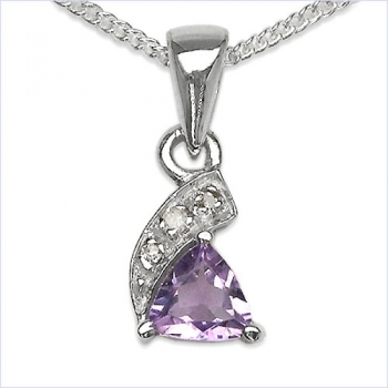 Collier/ Halskette mit 3 Diamanten/Amethyst-Anhänger