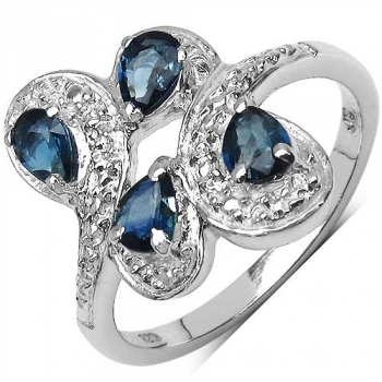 Blumen Ring mit schwarzen Saphiren-0,80 Karat