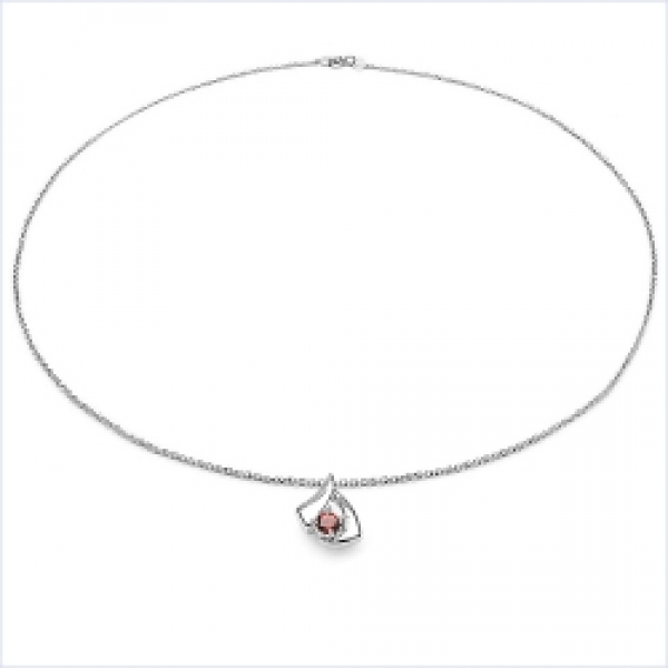 Collier/Kette Anhänger mit Granat-925Silber-Rhodiniert