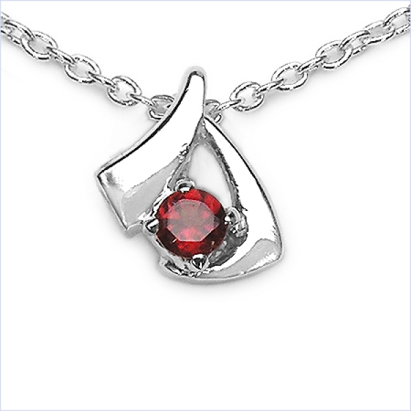 Collier/Kette Anhänger mit Granat-925Silber-Rhodiniert