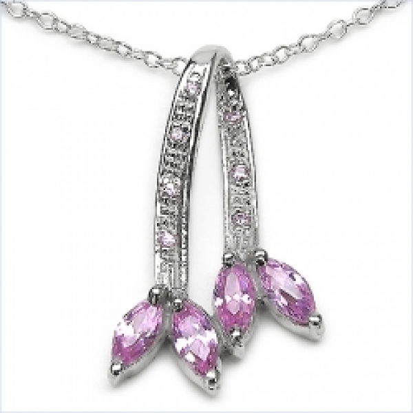 Collier/Halskette mit Pink-Zirkonia Anhänger in 1,03 Karat