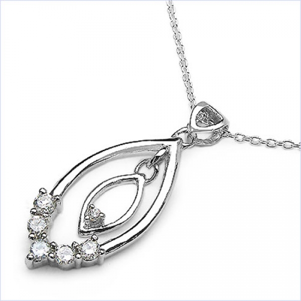 Collier/Halskette Silber m.elegantem Zirkonia/Anhänger