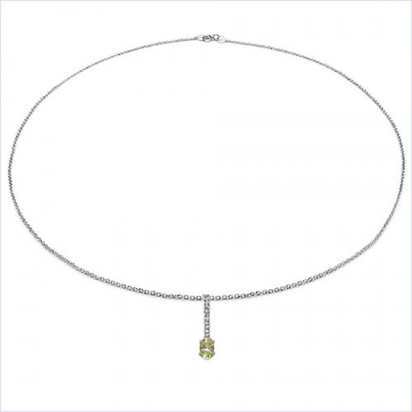 Collier/Kette/Anhänger Lemon-Quarz/Weißtopas 925 Silber