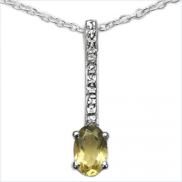 Collier/Kette/Anhänger Lemon-Quarz/Weißtopas 925 Silber