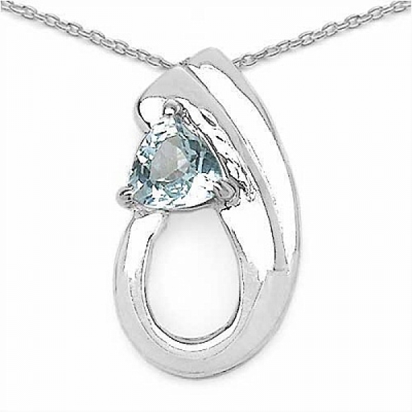 Collier/Kette Anhänger mit Blautopas-925 Silber-Rhodiniert-0,50 Karat