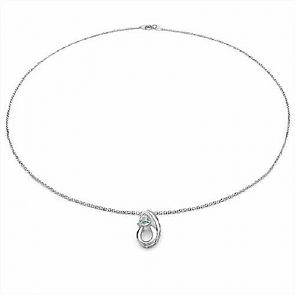 Collier/Kette Anhänger mit Blautopas-925 Silber-Rhodiniert-0,50 Karat