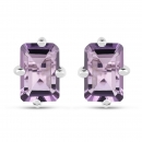 Ohrringe/Ohrstecker rechteckige Amethyste 925 Sterling Silber Rhod.-1,70 Karat