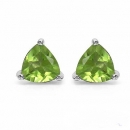 Ohrringe/Ohrstecker Peridot Trillion (Dreiecke)-Silber/Rhodiniert-0,90 Karat