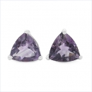 Ohrringe/Ohrstecker Trillion (Dreiecke)-Amethyst-925Silber-Rhodiniert-2 Karat