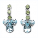 Ohrringe Peridot/Blautopas-925 Silber Rhodin.-5,51Karat