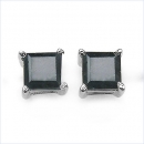 Ohrringe/Ohrstecker Quadrat Black Saphir-Sterling Silber-Rhodiniert 1,00 Karat