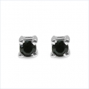 Ohrringe/Ohrstecker Schwarze Saphire-925 Sterling Silber-Rhodiniert-0,20 Karat