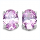 Ohrringe/Ohrstecker Pink Zirkonia-Oval-925 Silber-Rhodiniert 3,12 Karat