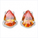 Ohrringe/Ohrstecker Orange Zirkonia -925 Silber- Rhodiniert-1,42 Karat