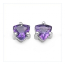 Ohrringe/Ohrstecker Amethyst-Trillion-925 St.Silber-Rhodiniert-0,50 Karat