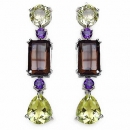 Ohrringe/Ohrstecker-Lemonquarz/Zitronenquarz/Amethyst/Rauchquarz-18,76 Karat